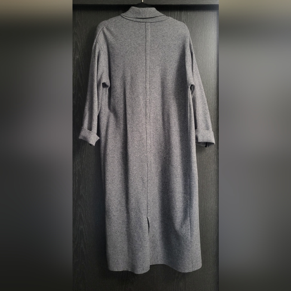 Zara Long Knit Coat With Draped Neck Gray Longlin… - image 2